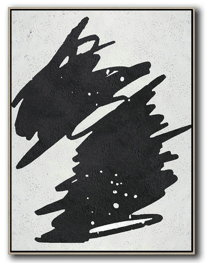 Modern Art,Black And White Minimal Painting On Canvas - Original Art For Sale By Artist